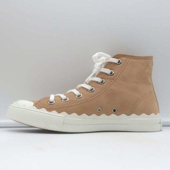 Chloe Kyle High Top Sneakers Beige Suede Size 36 NEW - Picture 8 of 12